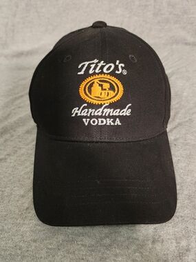 Tito’s Handmade Vodka Hat Austin Texas Black Adjustable Strapback Cap New